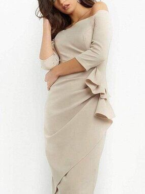 NWT Jovani 07442SC Cocktail Dress Champagne Size 6